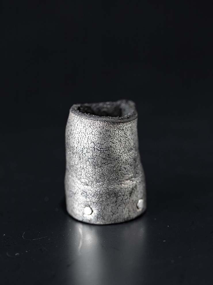 DETAJ<br>LEATHER RING SHORT / SILVER