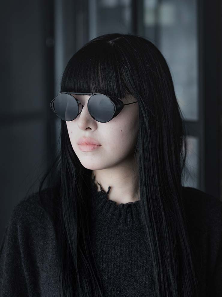 RIGARDS × BORIS BIDJAN SABERI<br> TITANIUM Frame Sunglasses / ANTIQUE BLACK / RG1011BBS