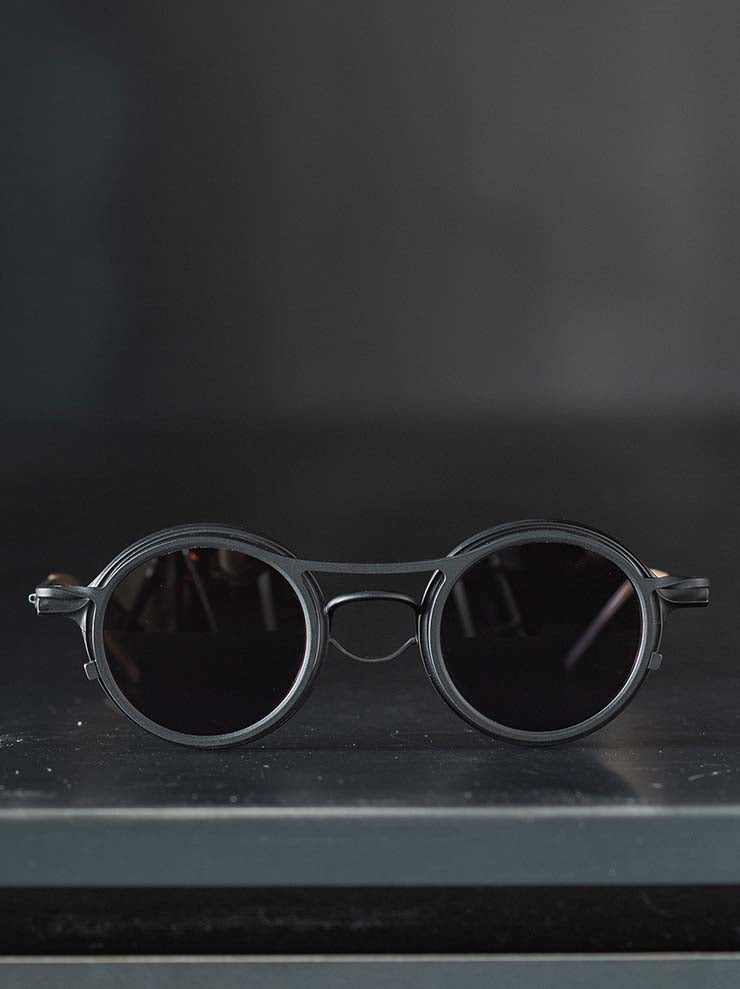 RIGARDS×THE VIRIDI-ANNE<br> Titanium frame sunglasses / MATTE BLACK × BLACK / RG2001TVA