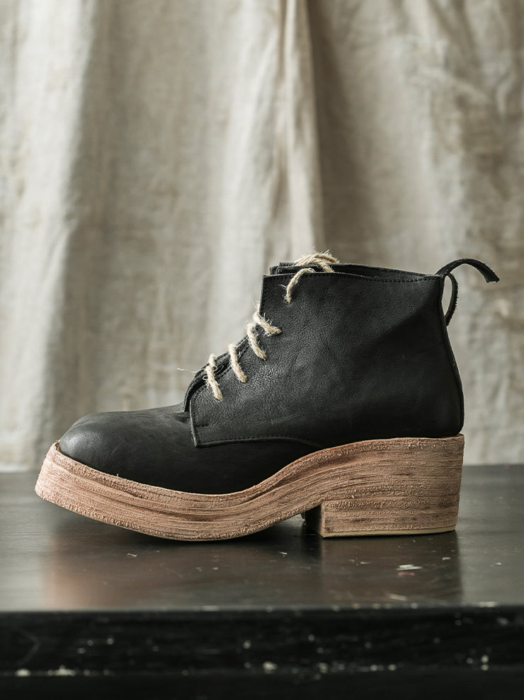 NUTSA MODEBADZE × 24th of AUGUST<br> Women's lace-up shoes BLACK × NATURAL SOLE boots