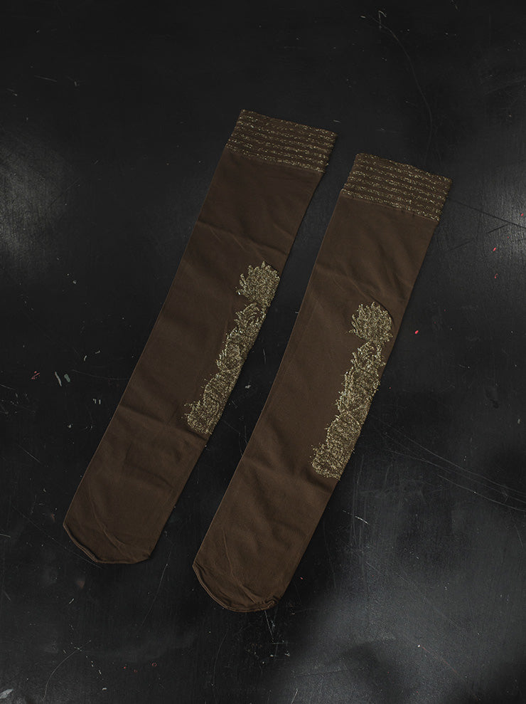 UMA WANG<br> Gold detail socks / GREEN &amp; GOLD