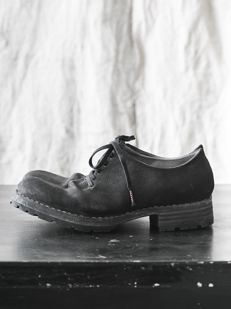 EMATYTE<br> MENS Horse Leather One Piece Lace Up Shoes CHARCOAL