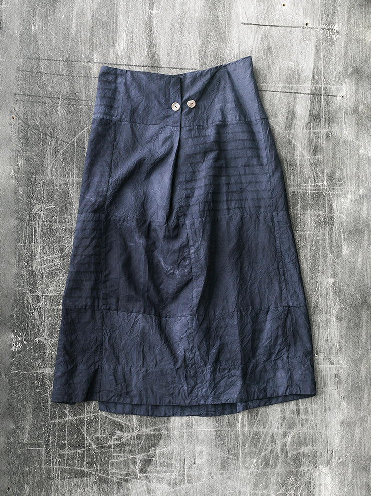 ATELIER SUPPAN <br>WOMENS mixed material button skirt