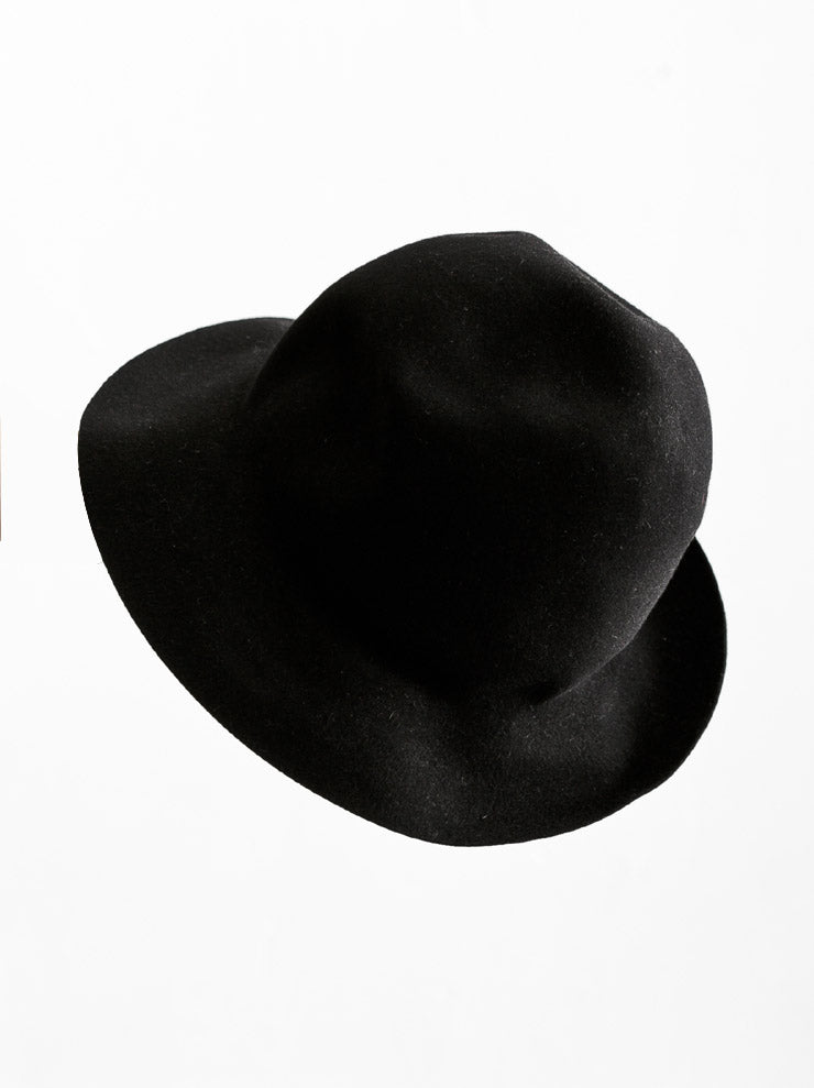 HORISAKI<br> Plain rabbit fur bowler hat BLACK / GRAY BAND