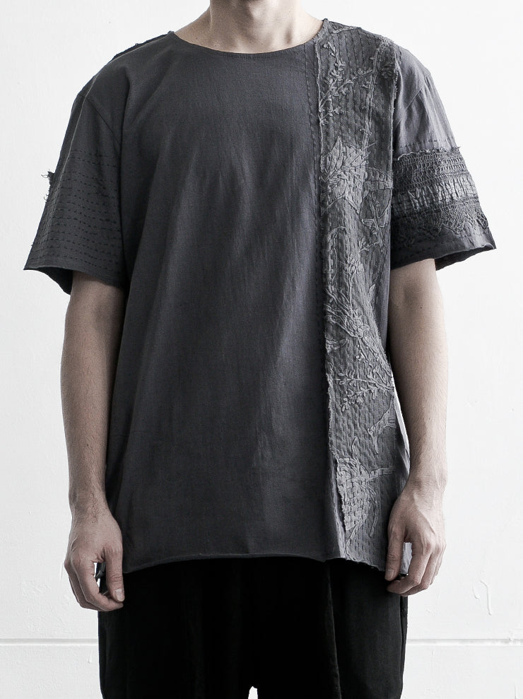 By Walid <br>Men's Cotton Jersey Lace Regular T-Shirt ALMOST BLACK