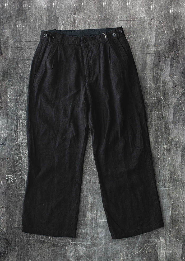 ATELIER SUPPAN <br>MENS Adjustable Waist Trousers / BLACK