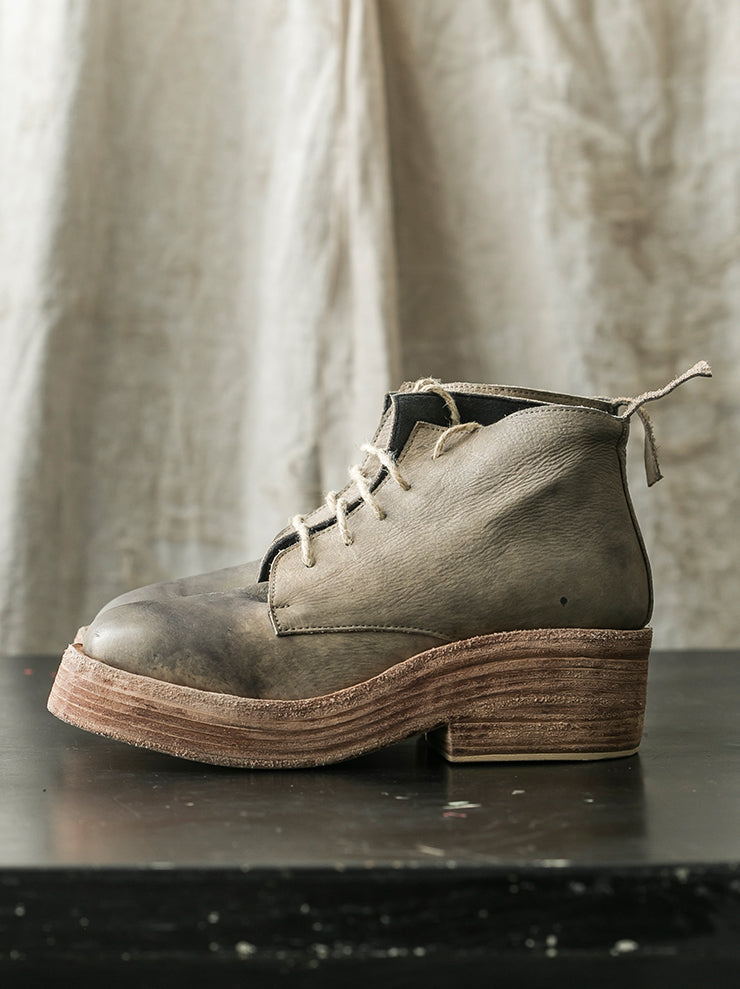 NUTSA MODEBADZE × 24th of AUGUST<br> Women's lace-up shoes LIGHT GRAY × NATURAL SOLE boots