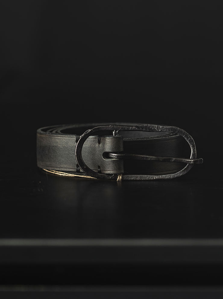 tagliovivo<br> Oval buckle belt / GRAY BLACK