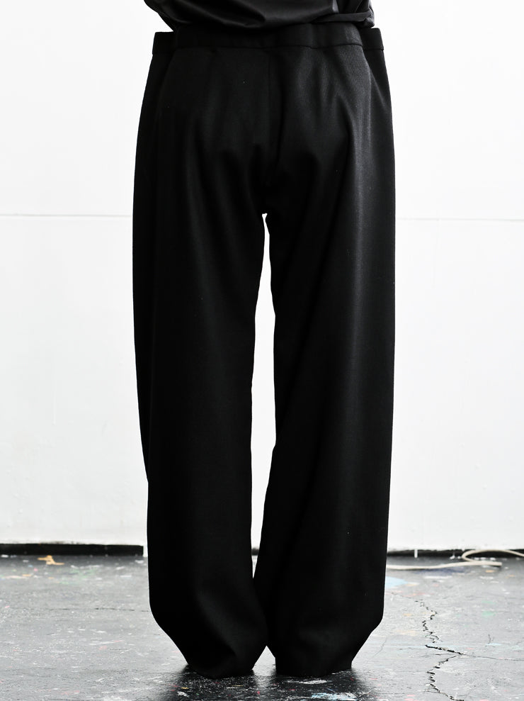 ANDREA CORTELLA<br> Inner belt wide pants BLACK