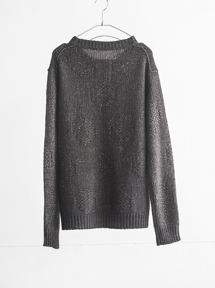 UMA WANG<br> Long sleeve knit tops BROWN×BLACK