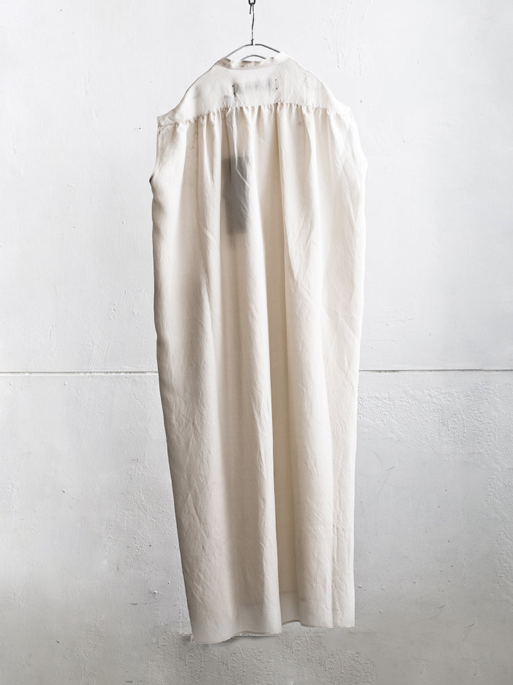 UMA WANG<br> Sleeveless long dress WHITE×TAN