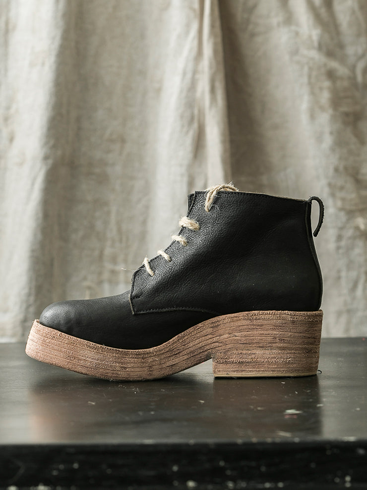 NUTSA MODEBADZE × 24th of AUGUST<br> Women's lace-up shoes BLACK × NATURAL SOLE boots