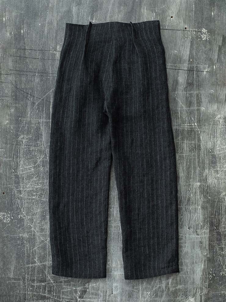 K'ANG<br> UNISEX PLEATED WAIST WIDE FIT TROUSERS / DARK GRAY