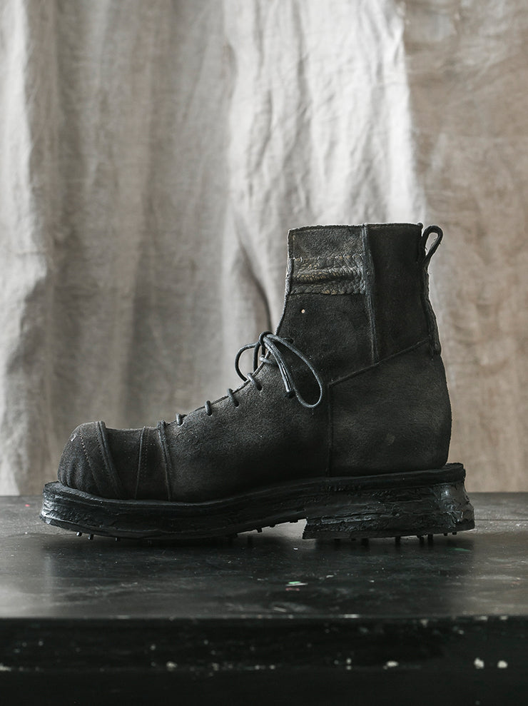 MATTHIAS WINKLER<br> MENS Antique Leather Boots / PATCH WORK BLACK