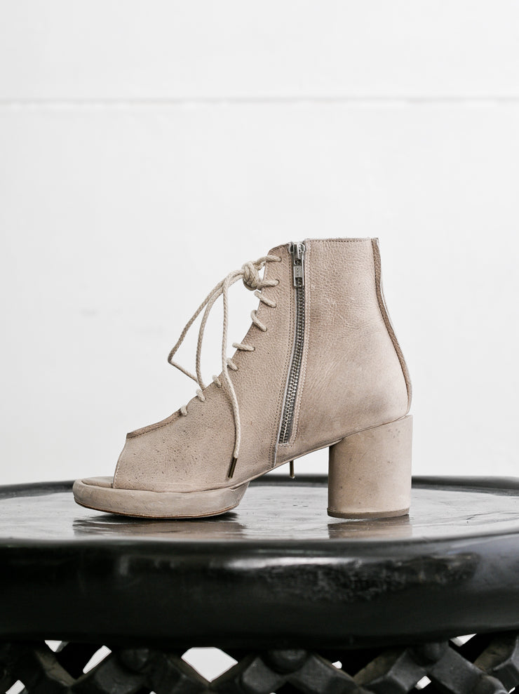 G?RAN HORAL <br>Open toe lace-up ankle heel boots Shell