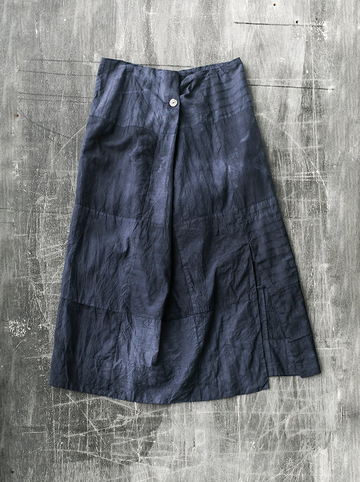 ATELIER SUPPAN <br>WOMENS mixed material button skirt