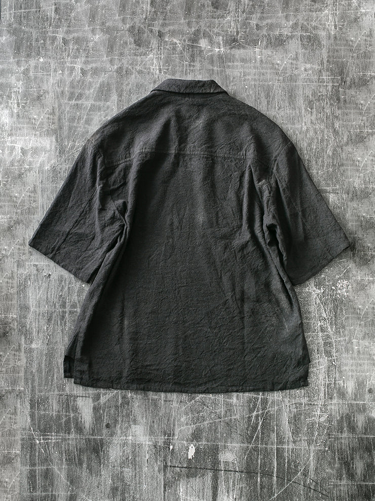 BIEK VERSTAPPEN<br> MENS Hand Dyed Linen Silk Shirt DARK