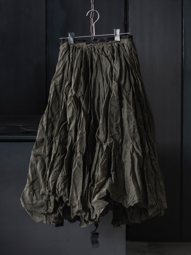 RUNDHOLZ DIP<br> WOMENS double cotton wrap skirt / KHAKI