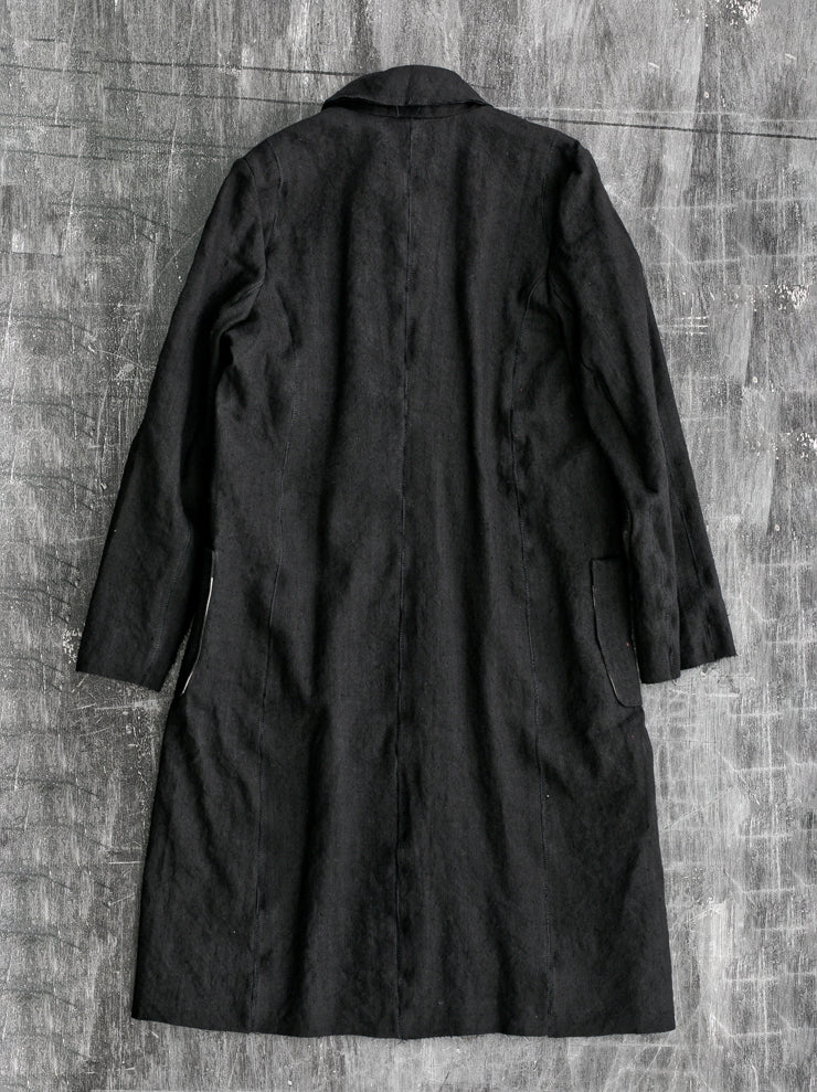 By Walid<br> Women's Loli Coat BLACK / scar stitch 19th century linen