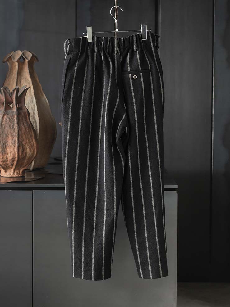 UMA WANG<br> Men's wool striped pants / BLACK &amp; GRAY
