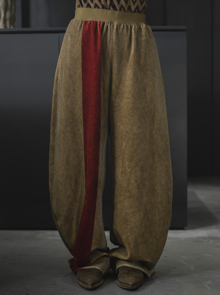 UMA WANG<br> WOMENS Pollock pants / TAN &amp; RED