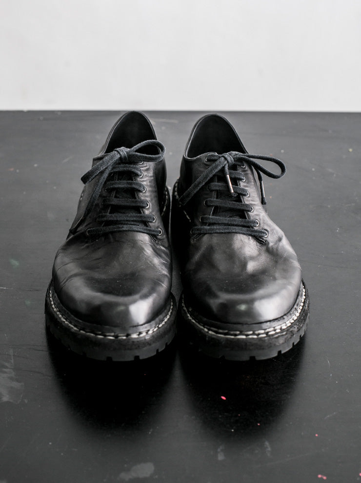 EMATYTE<br> MENS Kangaroo Leather One Piece Lace-up Shoes / BLACK