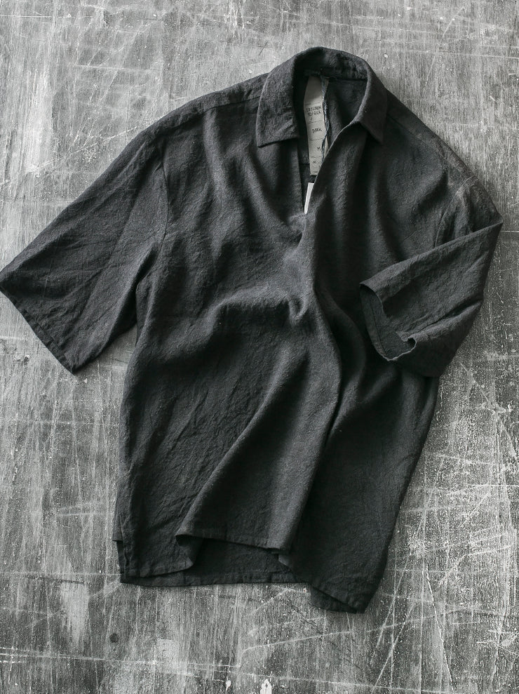 BIEK VERSTAPPEN<br> MENS Hand Dyed Linen Silk Shirt DARK