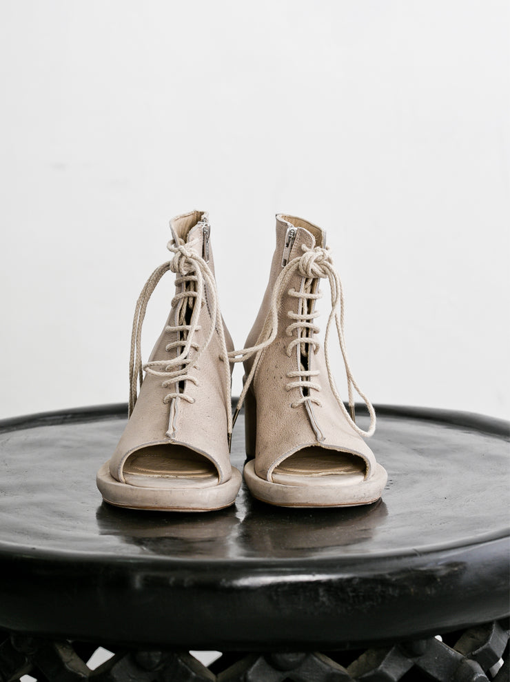 G?RAN HORAL <br>Open toe lace-up ankle heel boots Shell