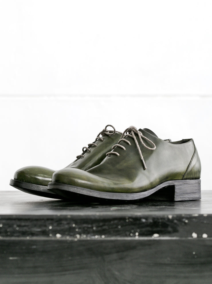 DIMISSIANOS&amp;MILLER<br> Men's Cordovan Hole Cut Tan Derby Shoes GREEN