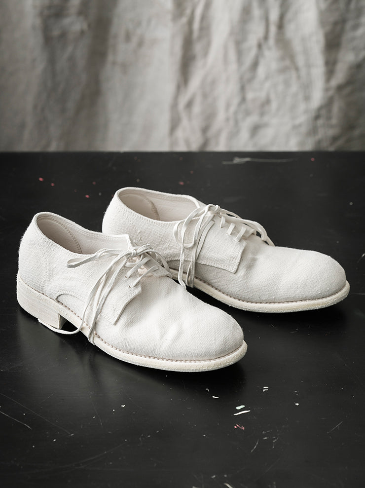 GUIDI<br> WOMENS Classic Derby Shoes 992X WHITE CO00T / LINEN