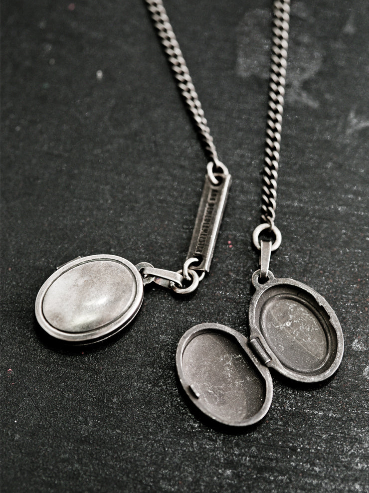 ANN DEMEULEMEESTER<br> Oval locket pendant chain earrings SILVER