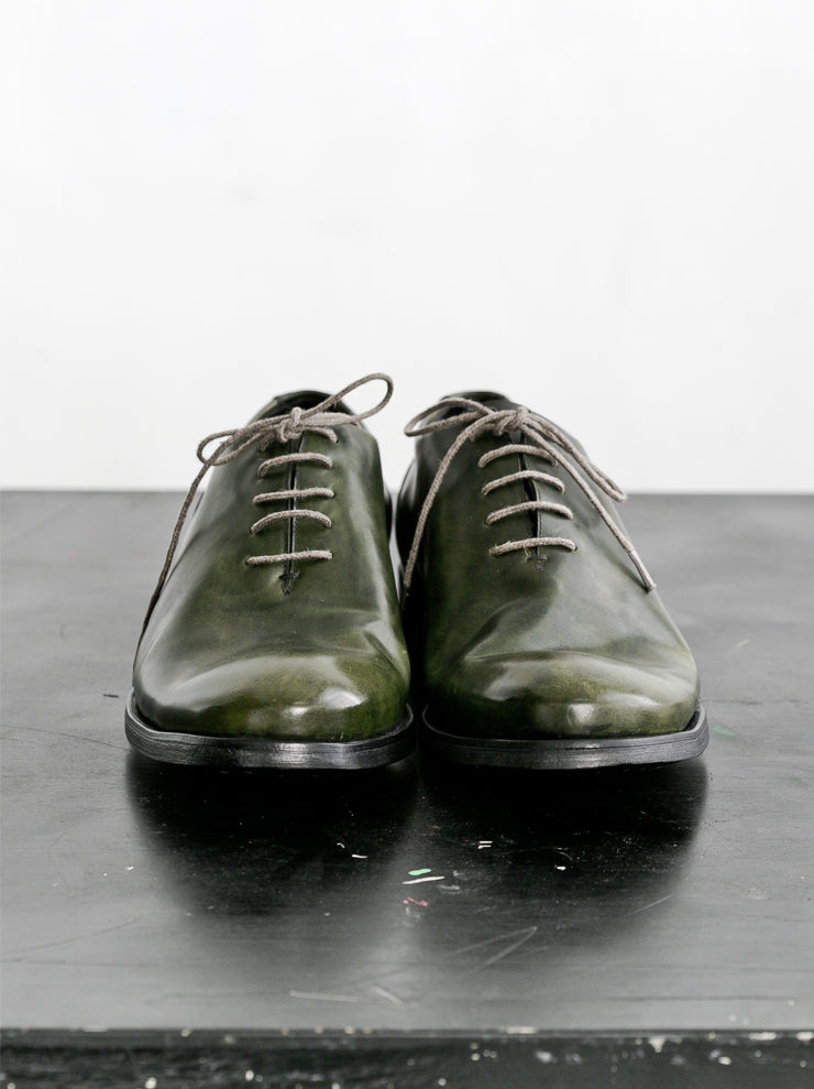 DIMISSIANOS&amp;MILLER<br> Men's Cordovan Hole Cut Tan Derby Shoes GREEN