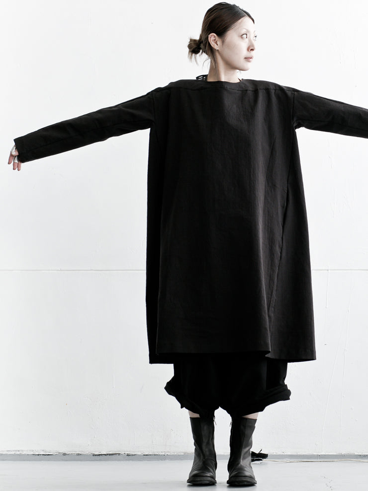 A DICIANOVEVENTITRE <br>Women's Cotton Linen Stretch Dress V01 / BLACK