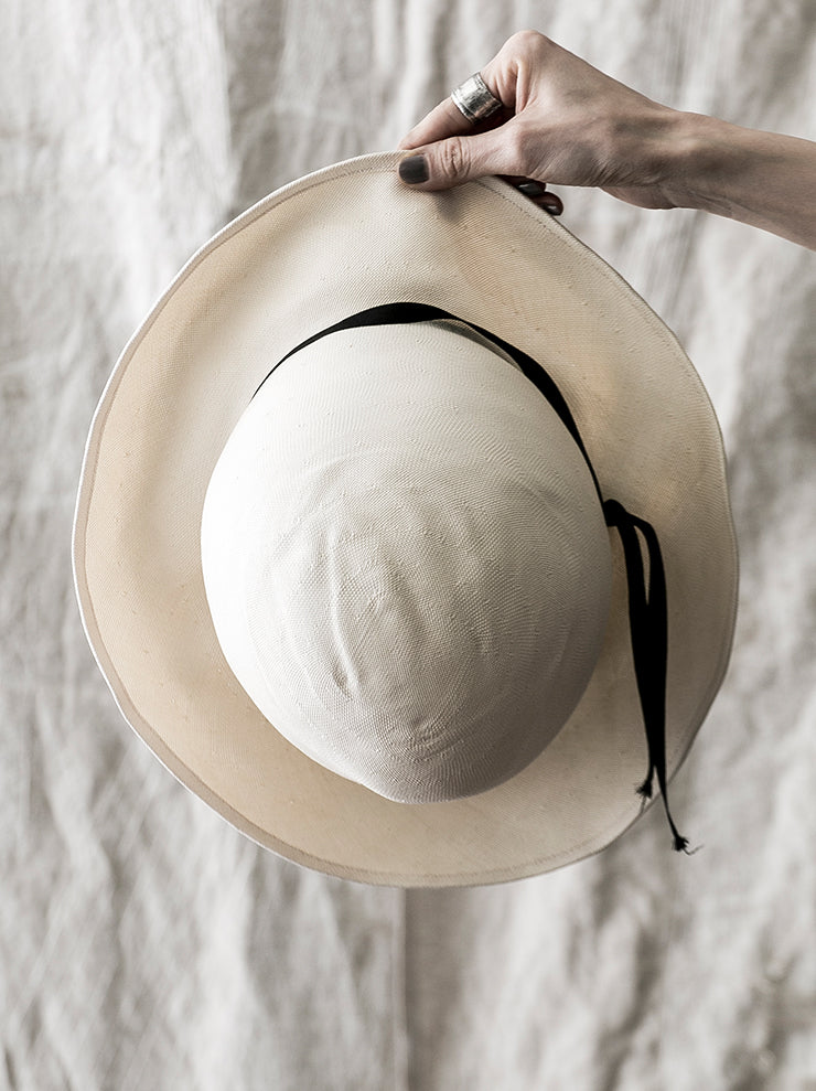 HORISAKI<br> SHEHK006 Japanese paper straw hat WHITE