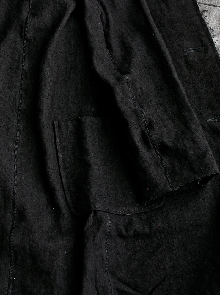 By Walid<br> Women's Loli Coat BLACK / scar stitch 19th century linen