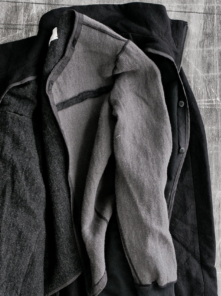 individual sentiments<br> High neck liner zip coat BLACK