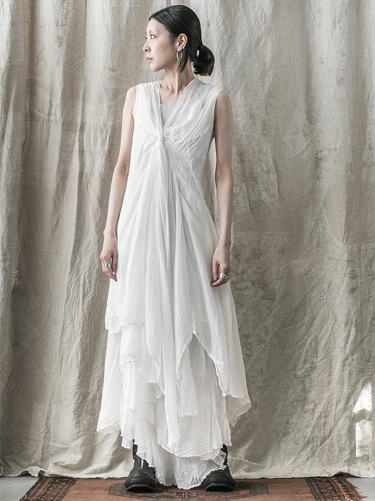 MARC LE BIHAN<br> Silk long dress WHITE
