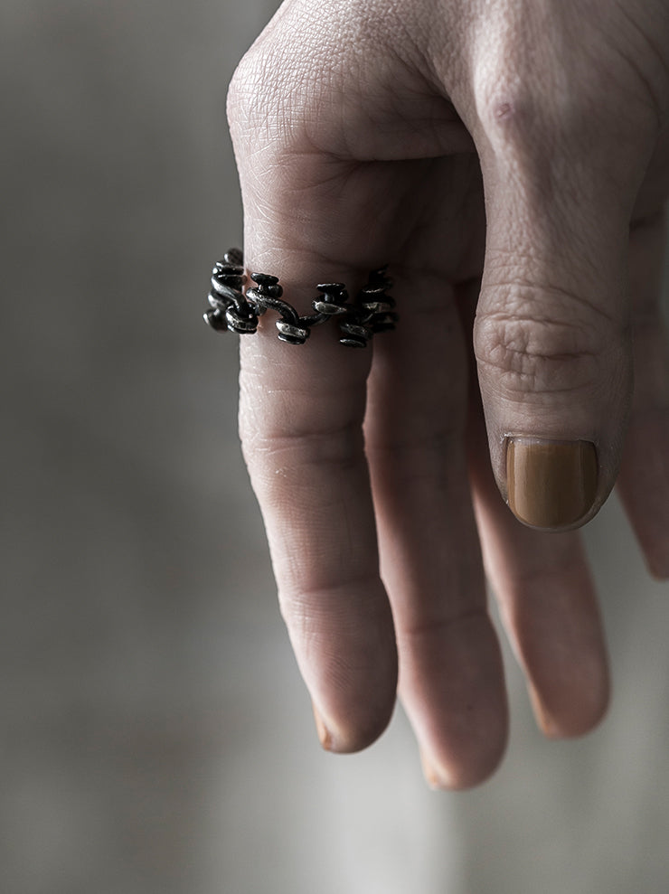 GUIDI<br> Twisted Nail Silver Ring G-AN12 NTR