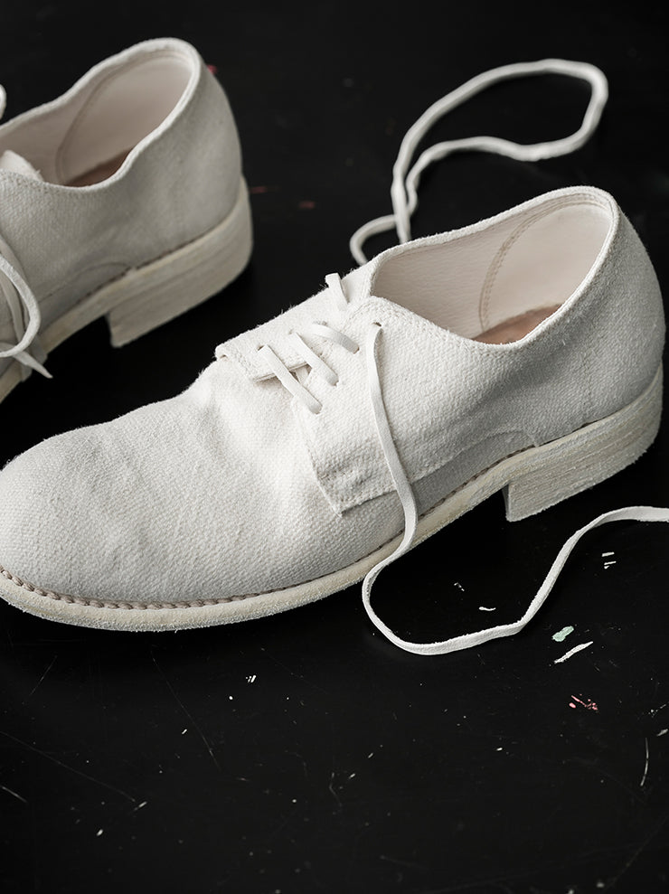 GUIDI<br> WOMENS Classic Derby Shoes 992X WHITE CO00T / LINEN