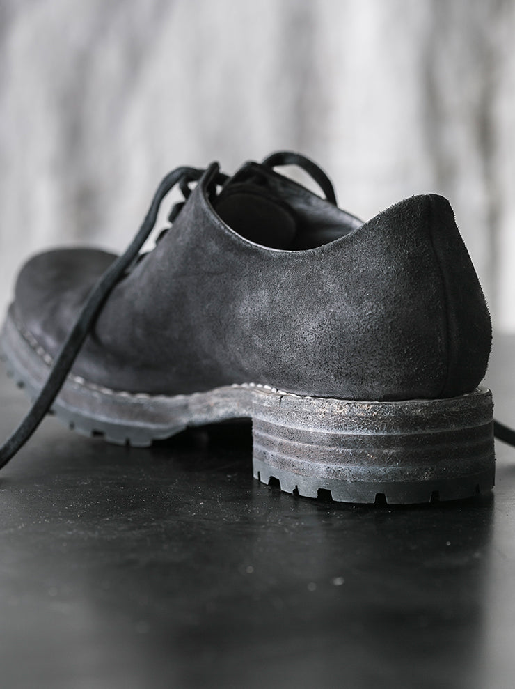 EMATYTE<br> MENS Horse Leather One Piece Lace Up Shoes CHARCOAL