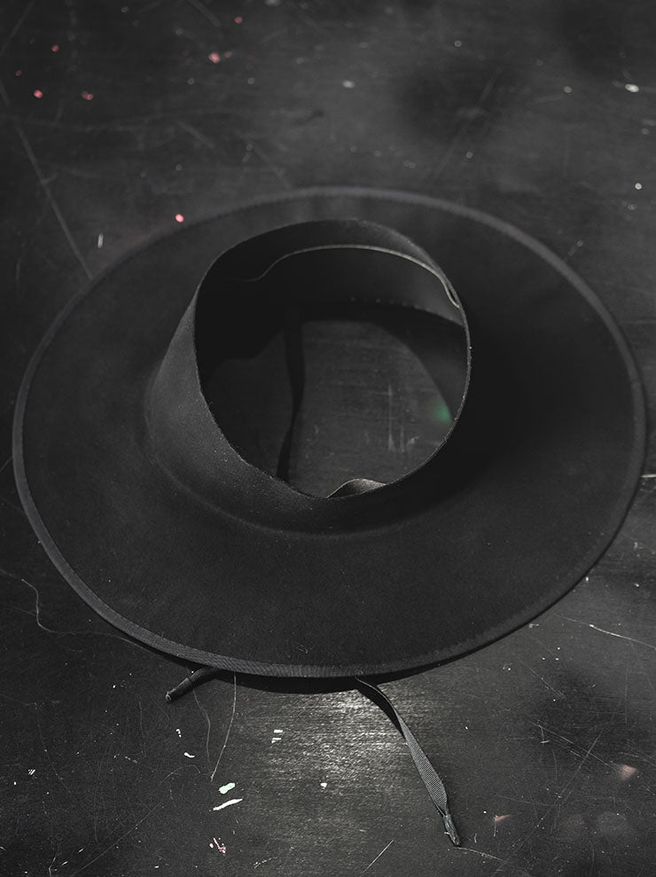 HORISAKI<br> Ribbon trimming &amp; strap visor hat / BLACK EB