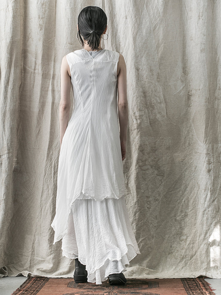 MARC LE BIHAN<br> Silk long dress WHITE
