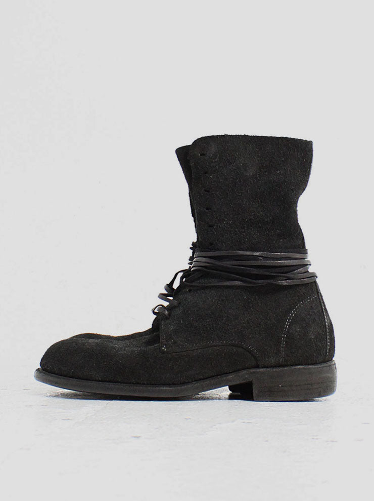 GUIDI<br> bison reverse lace up boots BLKT