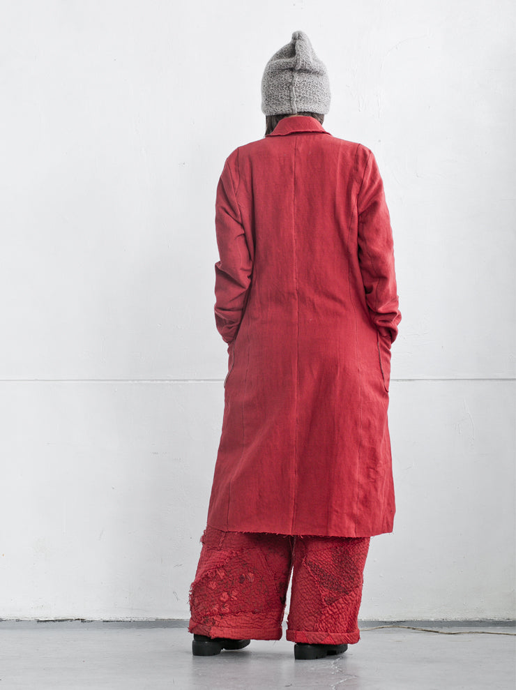By Walid<br> Women's Daniela Trousers RED / repatch 19th century linen