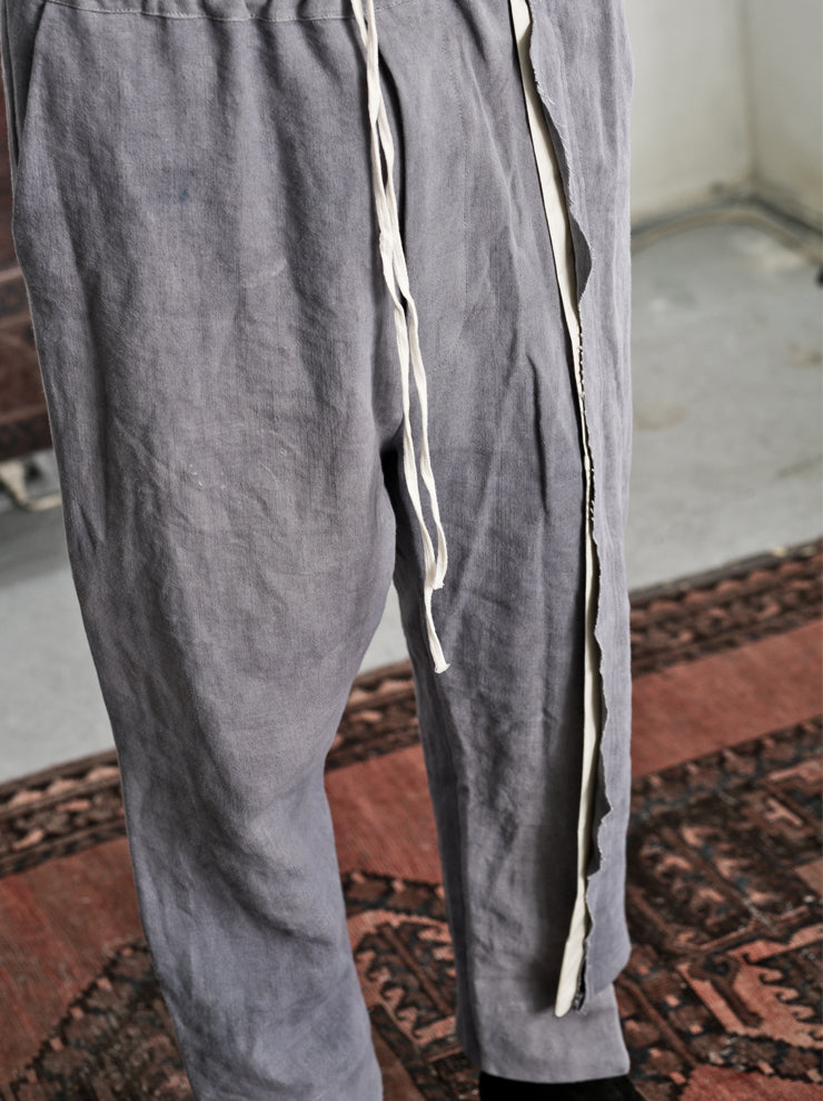 By Walid<br> Men's cut-and-sew Molton trousers CHARCOAL / 19th century linen