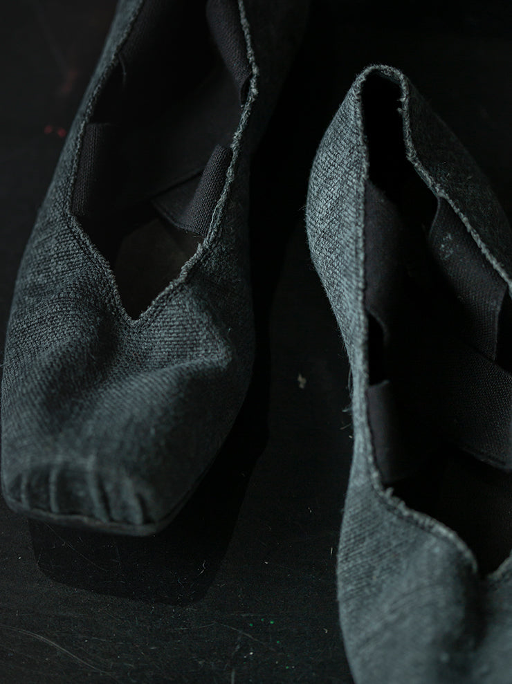 UMA WANG<br> WOMENS canvas ballet shoes / BLACK