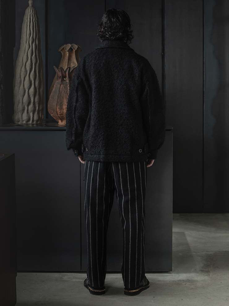 UMA WANG<br> Men's wool striped pants / BLACK &amp; GRAY