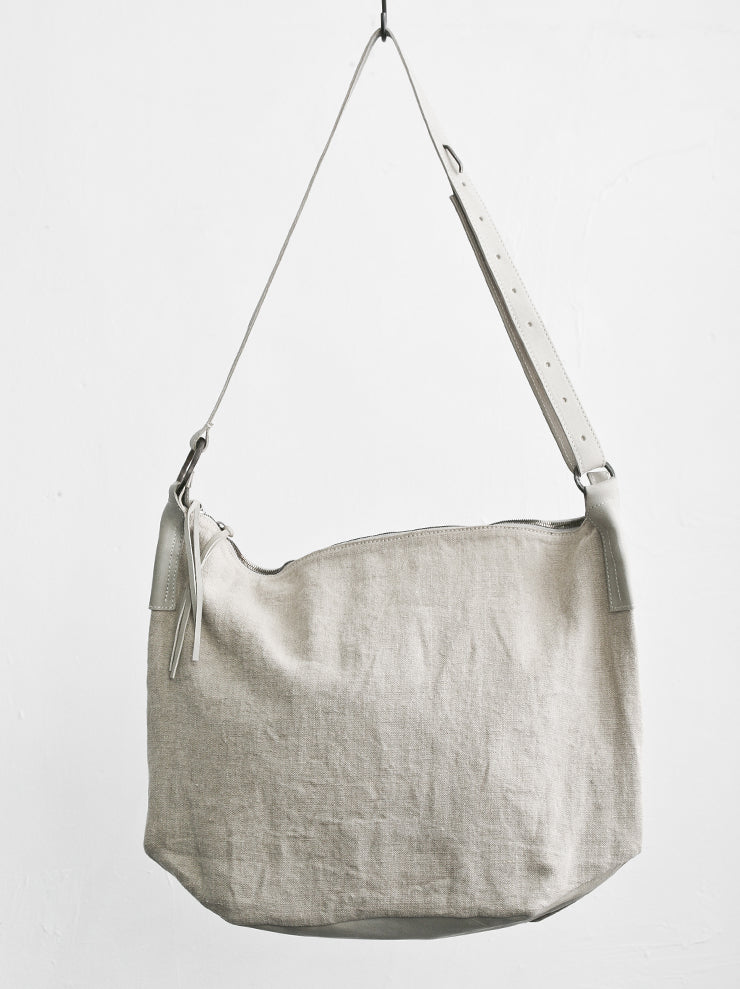 tagliovivo<br> Leather lined linen hexagon bag NATURAL